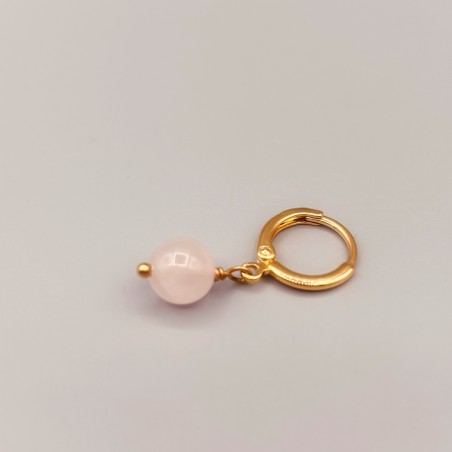 Créoles quartz rose en vente à pièce - Bar à Boucles