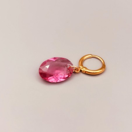 Créoles petite cabochon rose en cristal en vente à pièce - Bar à Boucles