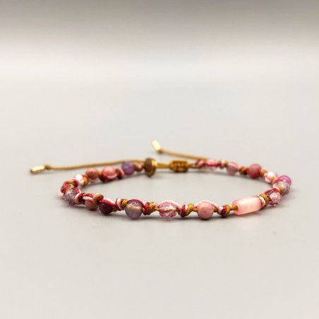 Bracelet HIPPY noué - Rhodonites